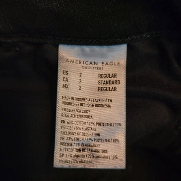 American Eagle Jeans 2 R Dream Jegging Hi Rise Tummy Control Slimming Black Wash - Picture 7 of 13